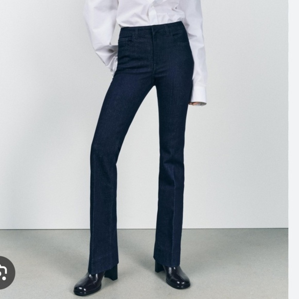 🥑NWT Zara ZW Bootcut Full-Length Mid-Rise Dark Wash Denim Blue Jeans size 4